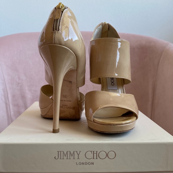 Jimmy Choo Nude Patent Leather Heels - Picture 4 of 15